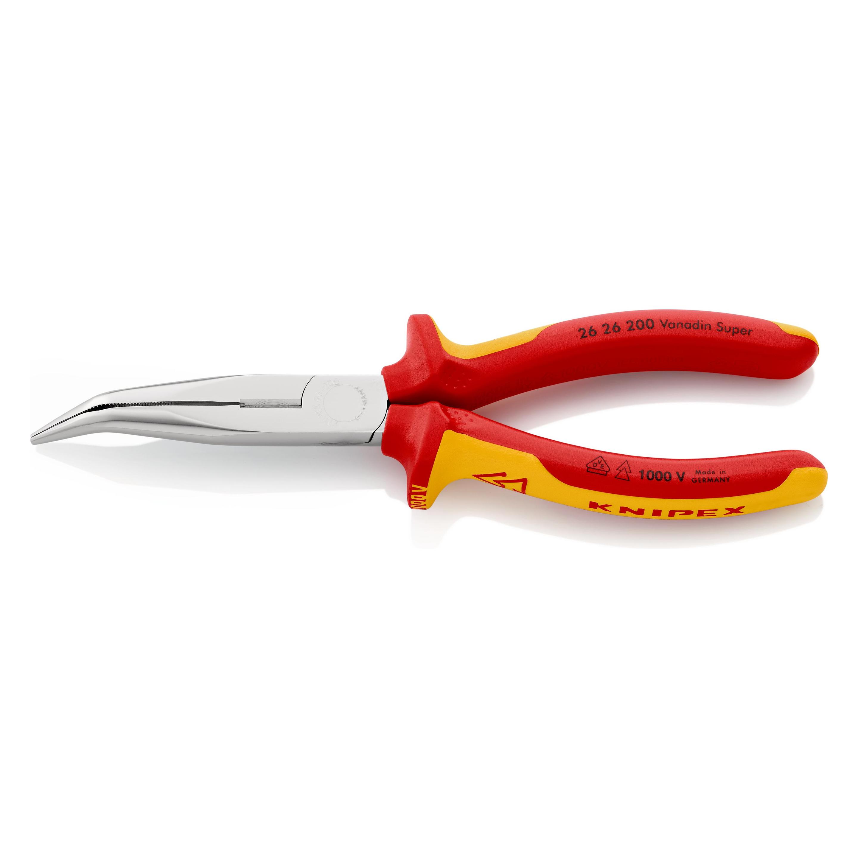 Knipex Flachrundzange mit Schneide(Storchschnabelzange) 26 26 200 SB (200 mm) (26 26 200 SB)