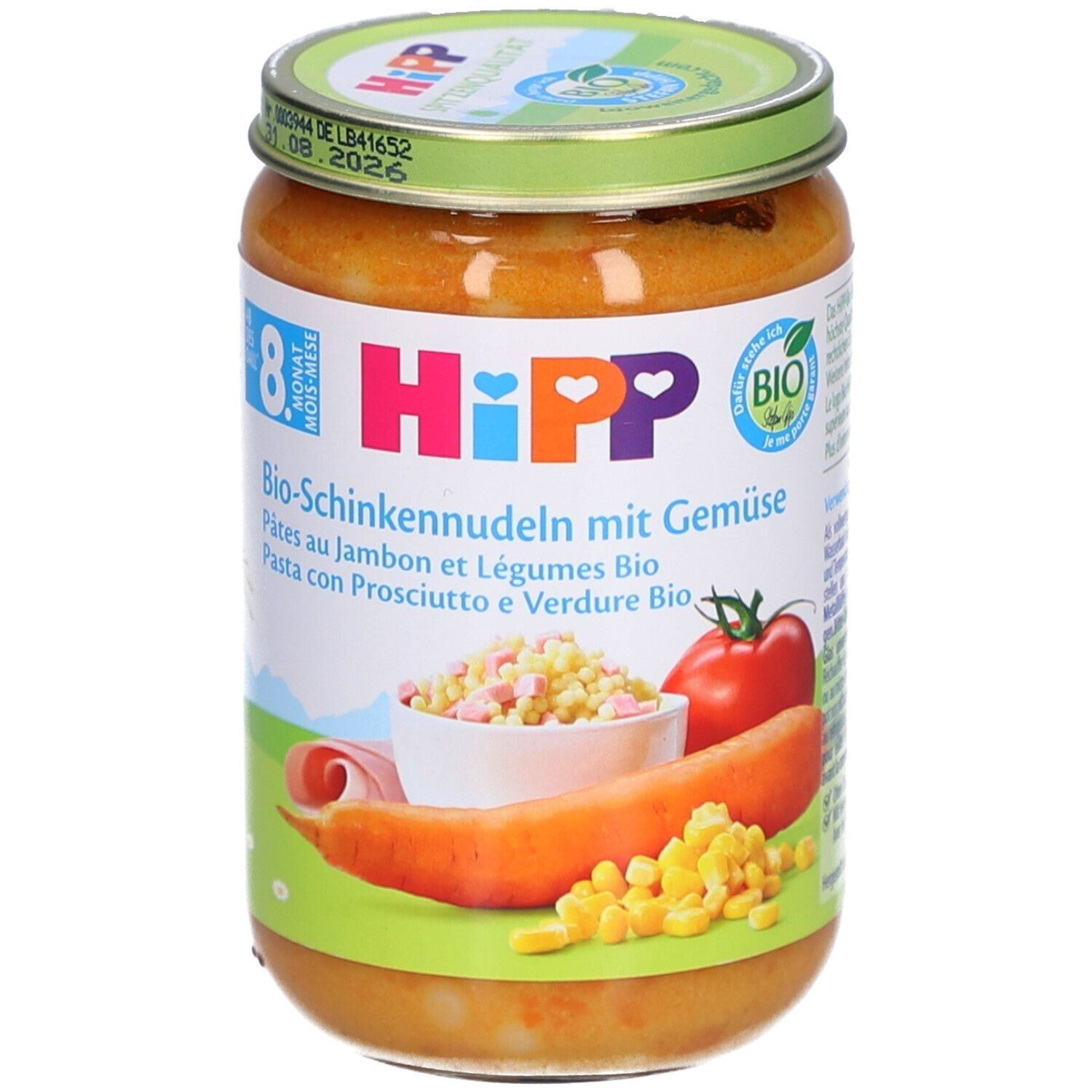 HiPP Bio-Schinkennudeln mit Gemüse, ab 8 Monate x4 4x220 g Brei