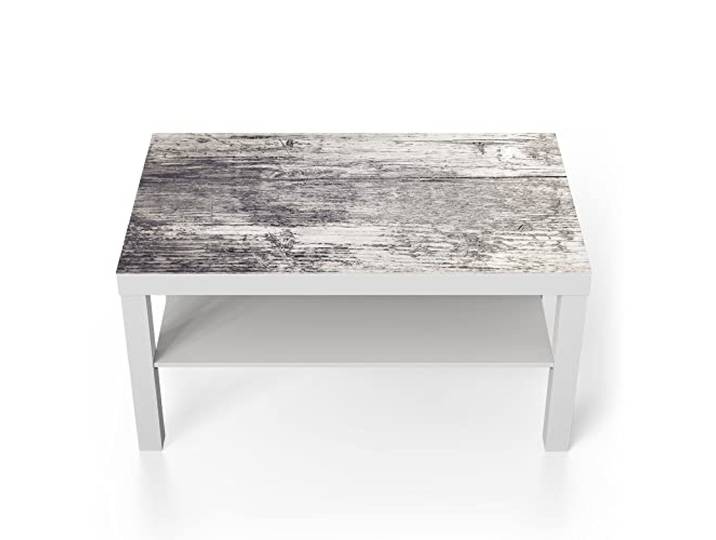 DEQORI Glastisch weiß groß 90x50 cm Motiv Detailansicht: Holzbrett ausgefallener Beistelltisch aus Glas Hochglanz Couchtisch fürs Wohnzimmer moderner Couch Tisch mit Design