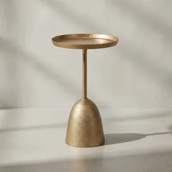 KADIMA DESIGN Runder Beistelltisch in Mattgold, lackiertes Aluminium, 33x33x53 cm