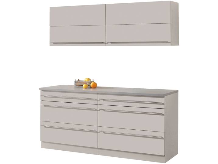 Küche WIHO KÜCHEN Chicago , weiß (küche: natur, korpus: cashmerefarben, arbeitsplatte: canvas grau), B:180cm, Komplettküchen-Sets, Küche, ohne E-Geräte, Gesamtbreite 180 cm