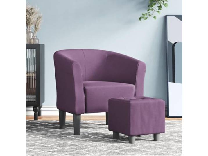 Sessel Cabrio, violett, Stoff mit Fußstütze, Kiefernholz und Sperrholz Gepolsterte Sitzfläche, bequeme Rückenlehne, weiche Armlehnen, Verwendung im Wohnzimmer, Schlafzimmer, Büro