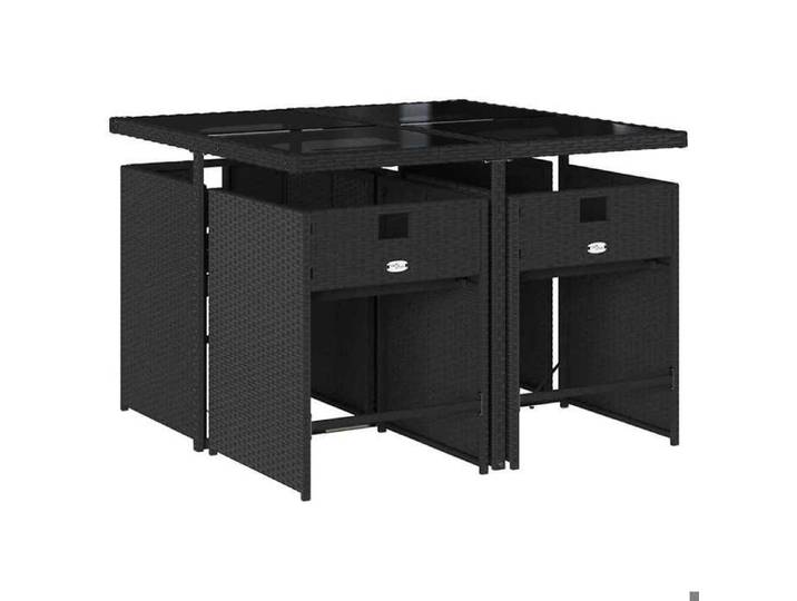 Set salon d'Extérieur - Table et 4 Chaises Noir - Ensemble à manger de jardin coussins 5pcs - Noir Résine tressée 53 Kg 56564 72920