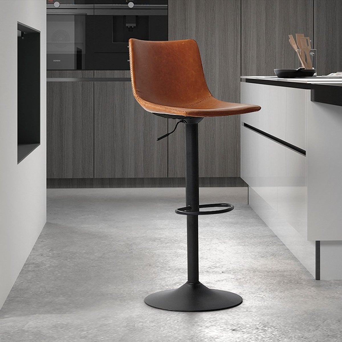 Set van 2 Barstoelen Trevi PU Cognac