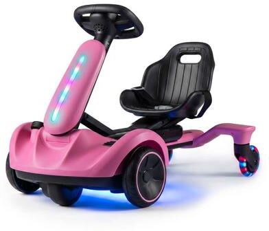 Costway 6V Ride-on Drift Car with Lights and Adjustable Seat-Pink