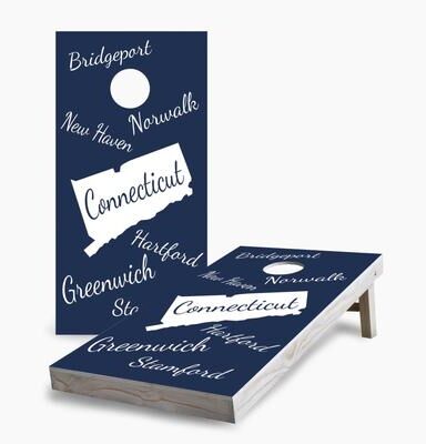 Skip's Garage Connecticut State Pride Cornhole Boards