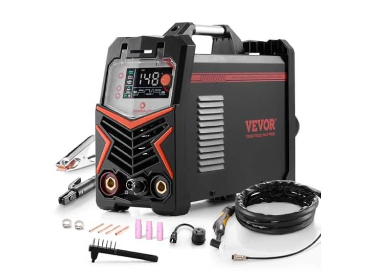 VEVOR Poste à Souder TIG\, 205 A\, Machine de Soudage 3 en 1\, avec Grand Écran d'Affichage LED\, Modes DC TIG/DC Pulse TIG/MMA (Stick)\, Soudeur Électrique avec Démarrage Haute Fréquence Onduleur IGBT
