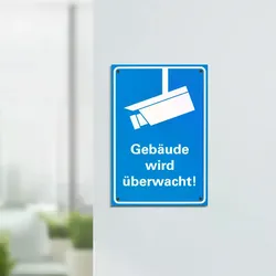 Schild - Gelände wird überwacht blau