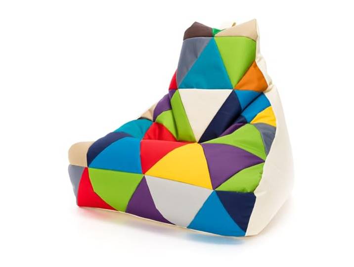 Ecopuf - Keiko Patchwork Pouf Sessel Outdoor - Sitzsack Styroporkugeln - Wasserfester Stoffsack - Entspannungssessel - Wohnungseinrichtung - Sessel Größe M - 100x80x85cm, Mischung/Sahne