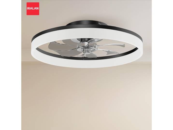 Ventilateur de plafond LED simple avec télécommande et gradation infinie, 6 niveaux de vitesse du vent, lustre pour salon et chambre à coucher