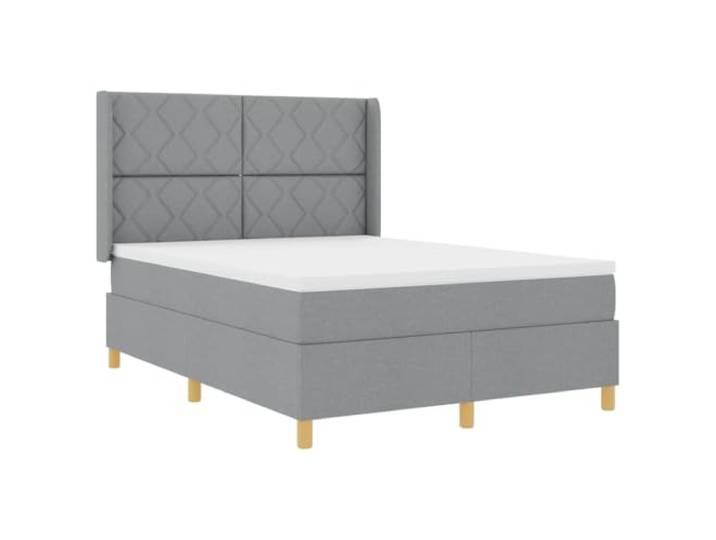 KTHLBRH Boxspringbett mit Kopfteil hellgrau 140 x 190 cm Stoff Taschenfederkernmatratze, Holzrahmen, feste Latten, verstellbares Kopfteil, atmungsaktive Oberfläche
