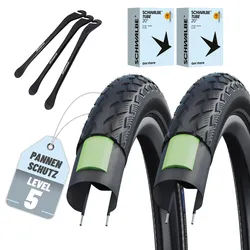 2x Schwalbe Marathon GreenGuard 20 x 1,50 (40-406) Drahtreifen – DV-Dunlopventil, 40 mm + 3 MSZweirad Reifenheber
