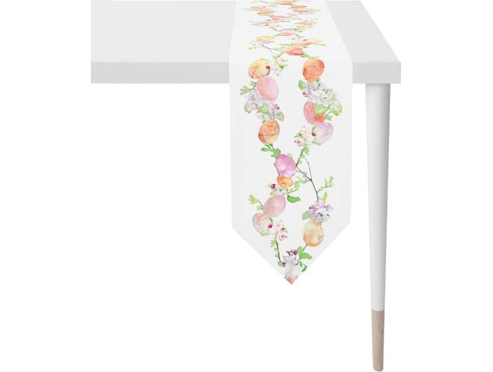Tischband APELT 6907 HAPPY EASTER, Osterdeko, Ostern , bunt (weiß, orange, gelb, grün), B:25cm L:175cm, Baumwolle, Polyester, Tischdecken, Tischband, Digitaldruck