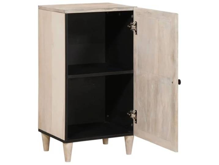 KKgypkn Sideboard Bleached White 40 x 33 x 75 cm Massivholz Mango Massivholz Mango-Konstruktion, Geschnitzter Rahmen, Scharniertüren, Geräumige Regale