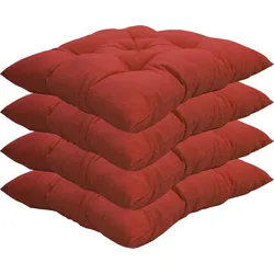 NYVI Stuhlkissen Genua 38x38 cm 4er Pack Sitzkissen mit Steppung Farbe:Rot
