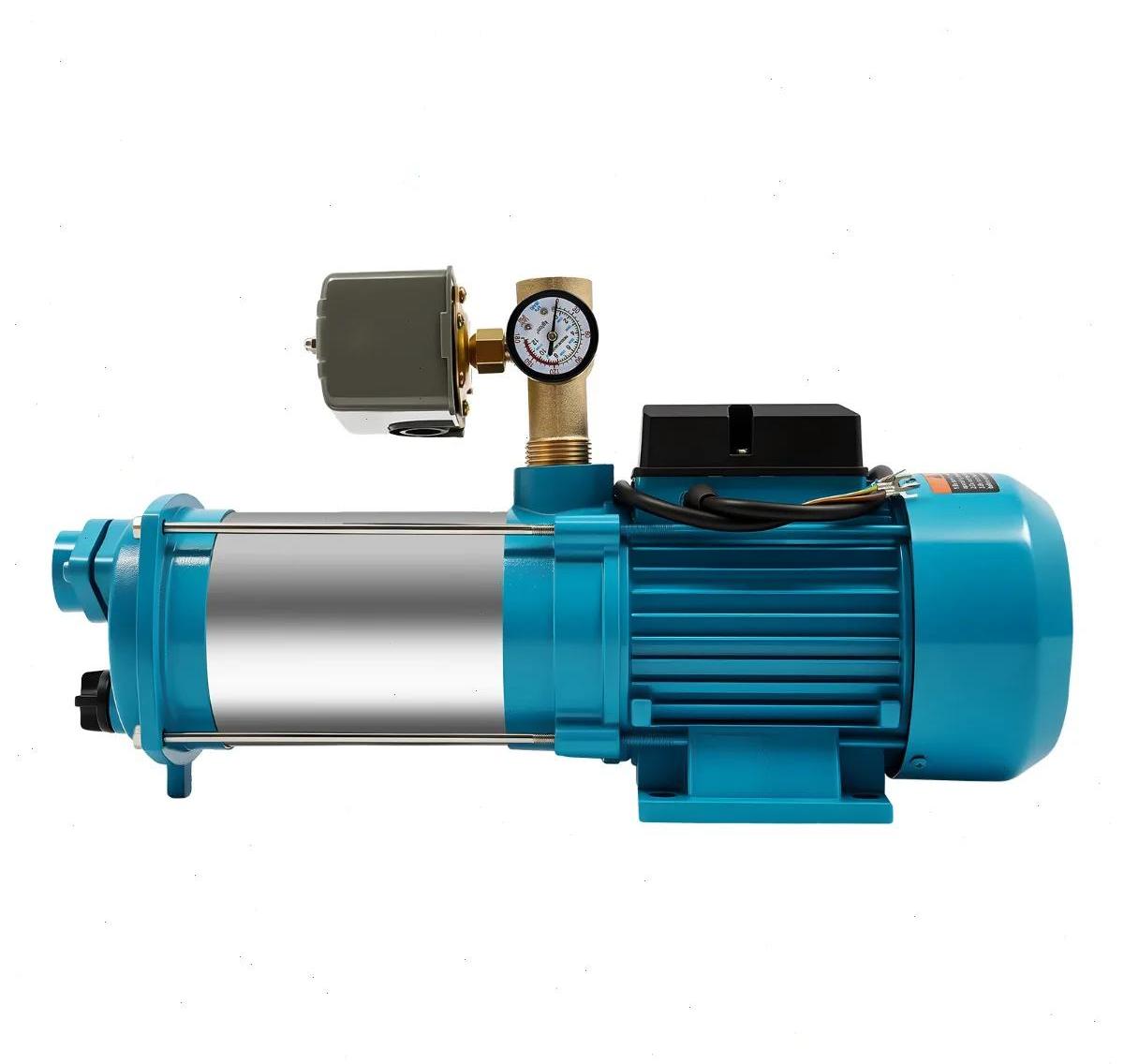 Wasserpumpe - Selbstansaugende Kreiselpumpe - 1300 W - 4000 l/h - Druckschalter & Manometer - Saughöhe 8 m - Edelstahl - 220-230 V 50-60 Hz