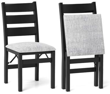 Costway Modern Upholstered Folding Chairs Set of 2 with Comfy Backrest-Black
