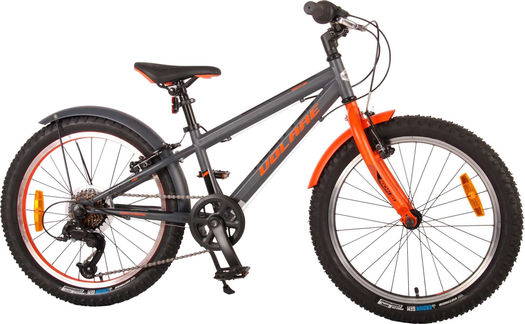 Kinderfahrrad Volare Rocky - 20 Zoll - Grau Orange - 6 Gänge