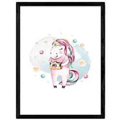 POSTER Kinder Tiere Einhorn A4 Rahmenlos