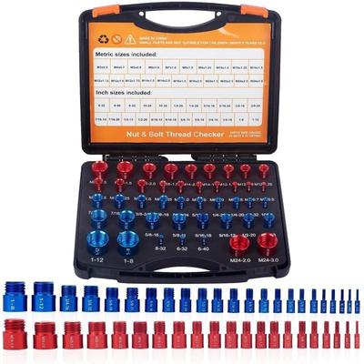 Nut Bolt Thread Checker Inch Metric Size Identifier Male Female Gauges 26 Or 44 Piece Set For Garage And Workshop 44 Pcs