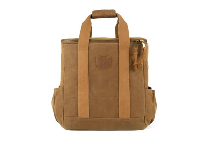 Stroller Kühltasche aus gewachstem Canvas und Leder Farbe Tobacco