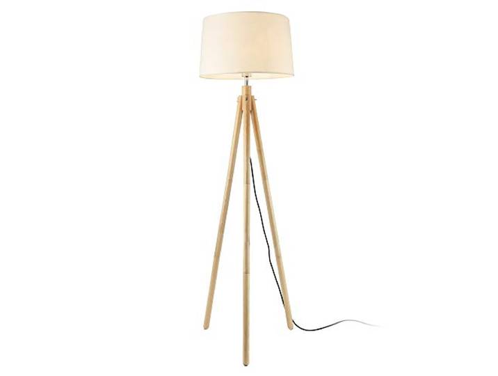 lux.pro Stehleuchte 'Tomar' 153cm 1xE27 max. 60W Tripod Stehlampe Dreifuß Standleuchte Stand Lampe Metall Holz Weiß Lampenschirm Design
