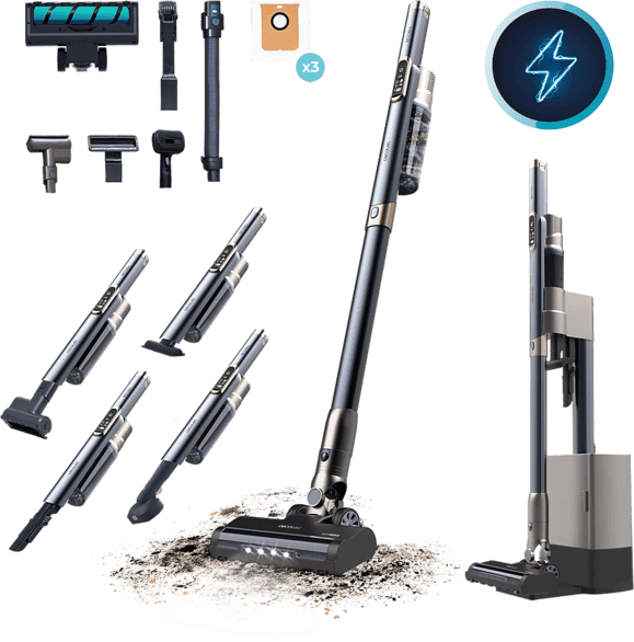 Aspirador escoba - Cecotec Scoba 3000 Station Max, 210 W, 20 kPa, Cepillo Jalisco, Hasta 40 min, Accesorios para mascotas, Multicolor