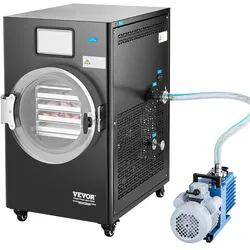 VEVOR Gefriertrockner Gefriertrocknungsmaschine Trocknungsausrüstung (4–6 kg Kapazität) für Lebensmittel mit 4-lagigen Tabletts & einstellbarer Temperatur und Zeit, für Früchte Obst Schwarz
