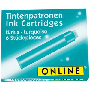 Online Füllerpatronen türkis, 6 Stück