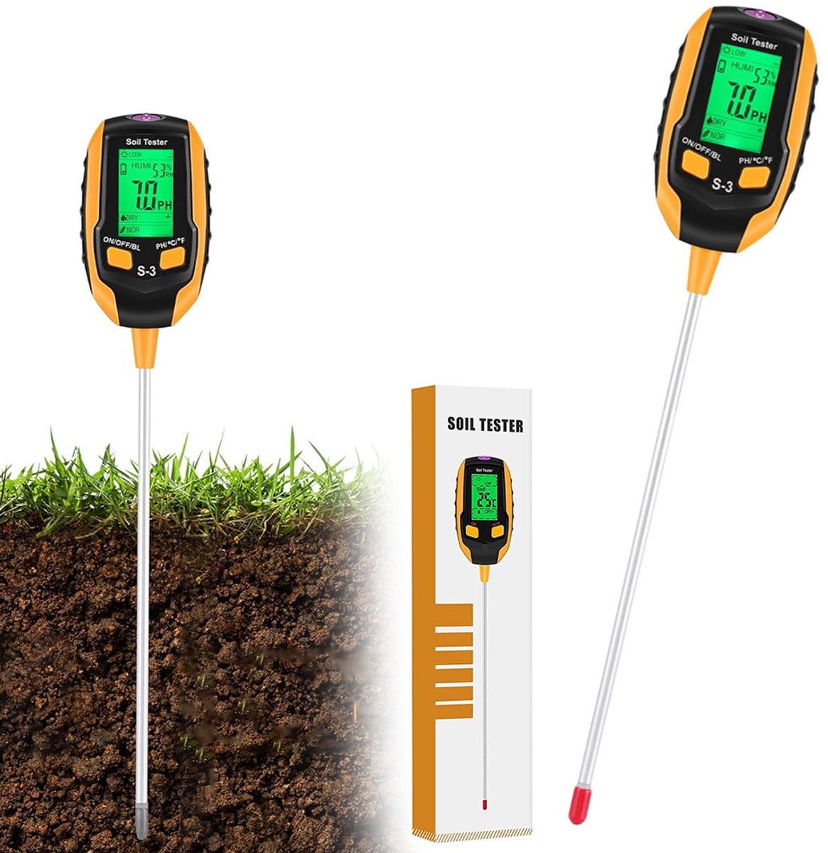 6-in-1 Digitale Bodemtester voor Kamerplanten en Tuin – Hygrometer, pH-meter, Vochtmeter, Lichtmeter en Thermometer