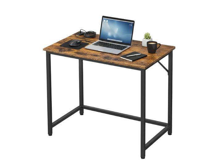 JOYFURNOS Bureau, 31,5 x 19,7 x 29,9 po, Table d'ordinateur pour bureau à domicile, chambre, cabinet de travail, Marron et noir