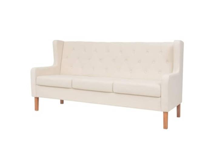 HEFZGDB Cremeweißes 3-Sitzer Sofa aus strapazierfähigem Polyester Stoff mit Massivholzgestell, bequem und atmungsaktiv für Wohnzimmer, langlebiges Polstermöbel mit hoher Stabilität