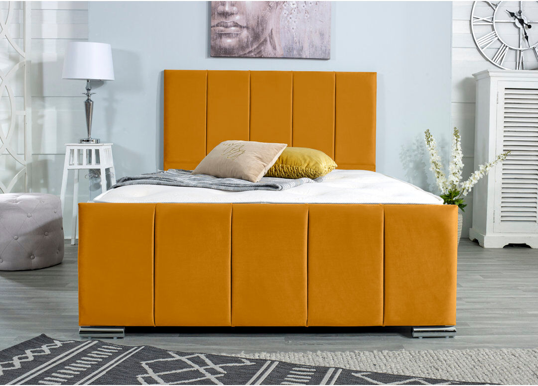 Wayfair Sleep Rossing Upholstered Bed Frame Mustard Kingsize (5')