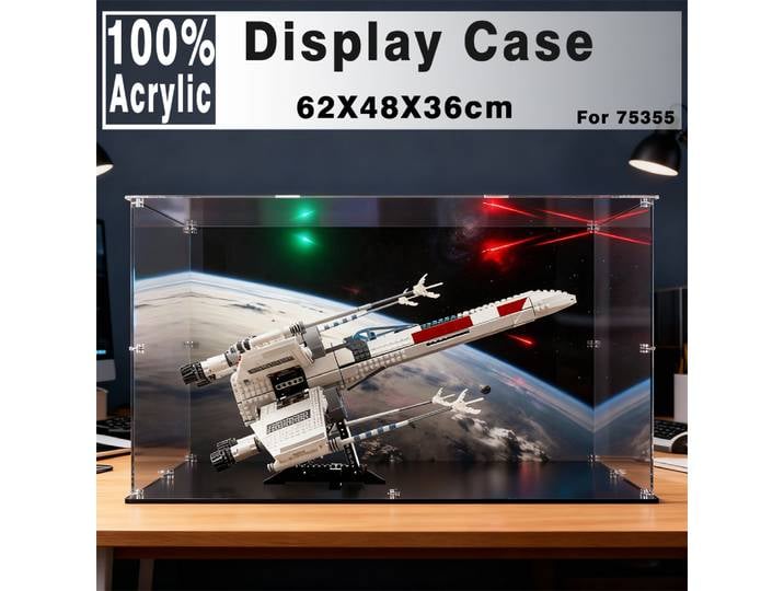Boîte de présentation en acrylique pour X-Wing Starfighter 75355, boîte de rangement transparente anti-poussière pour blocs de construction