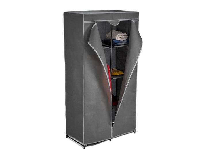 Relaxdays Penderie en tissu tringle à vêtements et 6 compartiments 170x90x45 cm armoire pliante solide anthracite