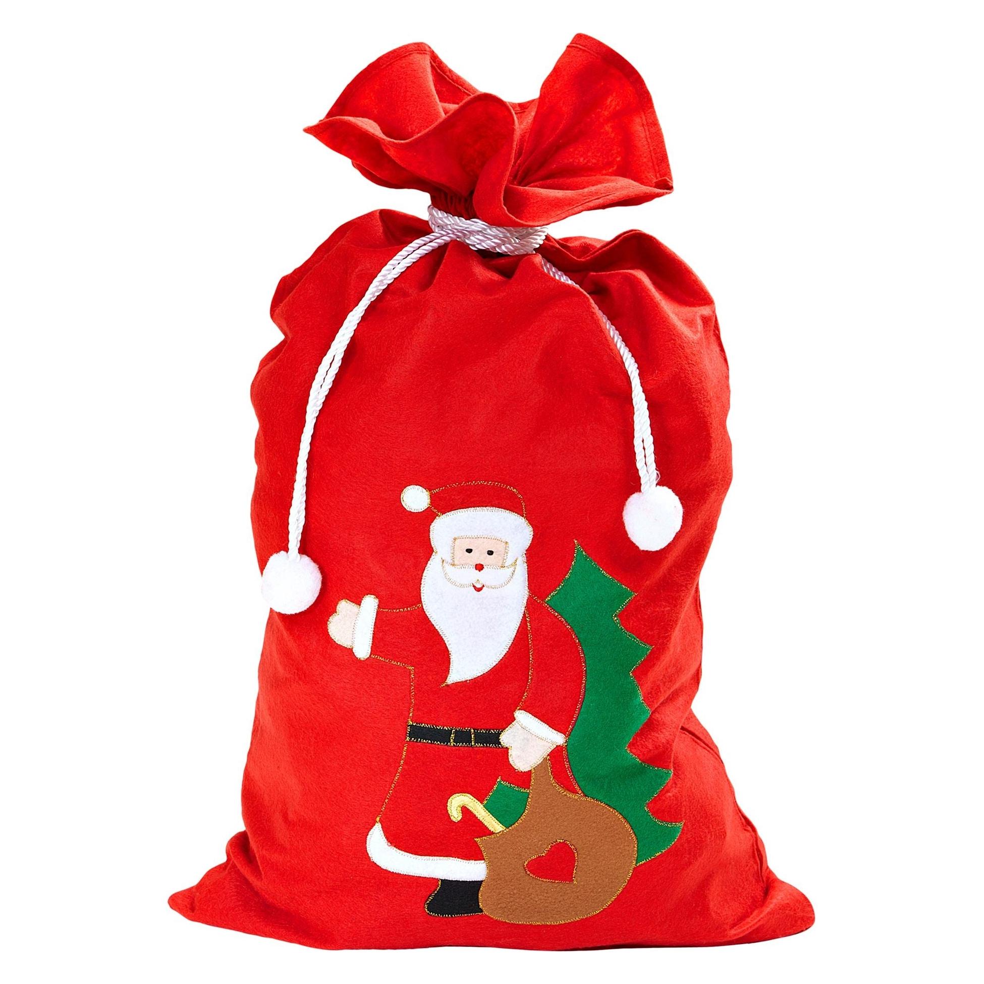 Widmann Deko Verzierter Weihnachtssack rot 60x100cm (1617B)
