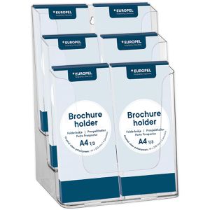 Europel Prospekthalter 350106, transparent, Tischprospekthalter, Kunststoff, 6 x DIN lang