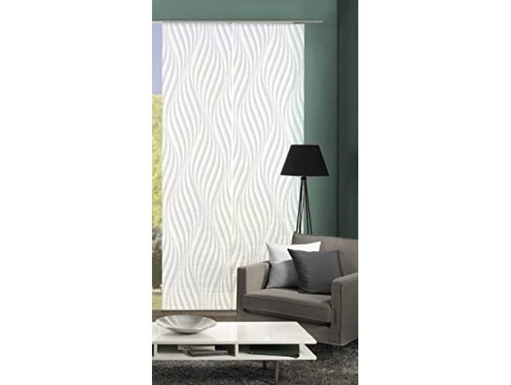 VISION S 55720 2er-Set Schiebegardinen Wave halb-transparenter Stoff in Bambus-Optik 2X 260x60 cm Farbe:, Farbe:grau