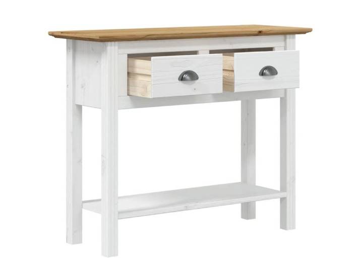 Table console en bois de pin - - BODO - 91x35x74 cm - Marron - Pin massif - 2 tiroirs - Poignées en métal