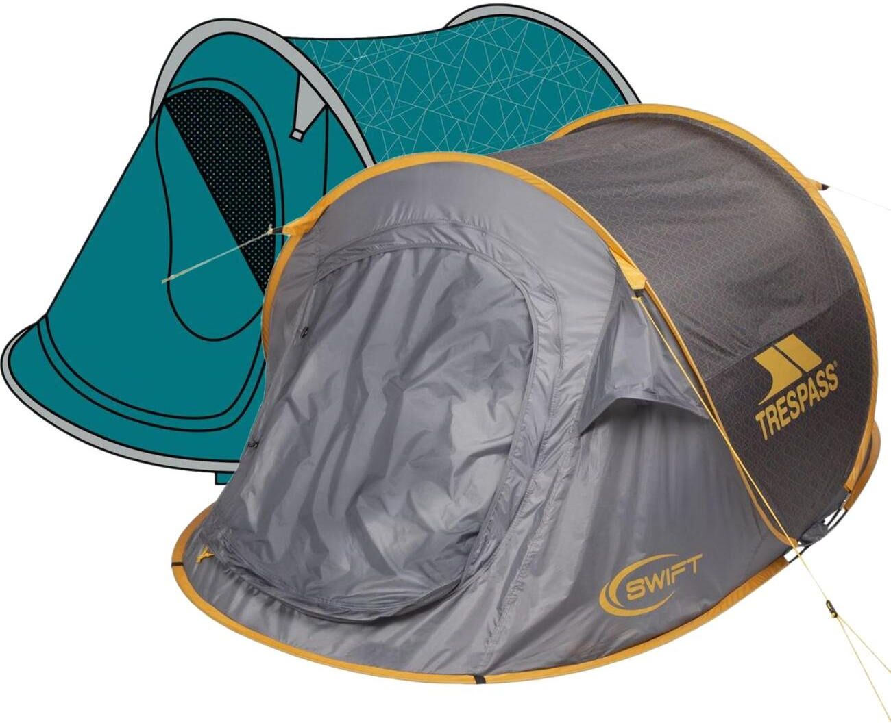 Trespass Swift 2 Pattern - Patterned Pop-Up Tent  Rich Teal Print One Size