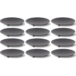 12er-Set Kerzenhalter SCHWARZ 3 Füße 7 ,5cm Kerzenteller Kerzenhalter Dekoteller rund Adventskranzkerzenhalter Tischdekoration für Stumpenkerzen Teelichter Kerzenpin Metall Weihnachten