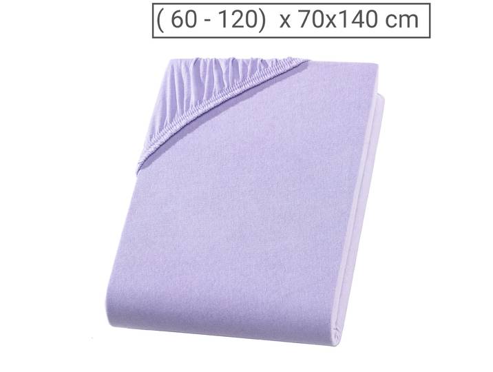 Kinderbett Qualitäts-Jersey Fixleintuch, 100% Baumwolle, flieder, 60 x 120 - 70 x 140 cm