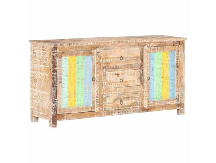 HEFZGDB Einzigartiges Sideboard mit Holzmaserung und Retro Stil, Beistellschrank aus massivem Akazienholz, Retro Sideboard mit Türen und Schubladen aus rauem Akazienholz