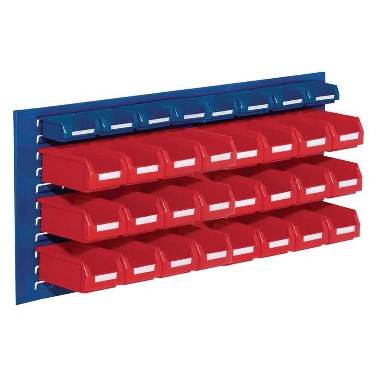 Rasterplan Sichtlagerkastenset H450xB1000xT250mm Stahlblech/Polyethylen Kunststoffbeschichtung blau + rot 24... (4225.51.1021)