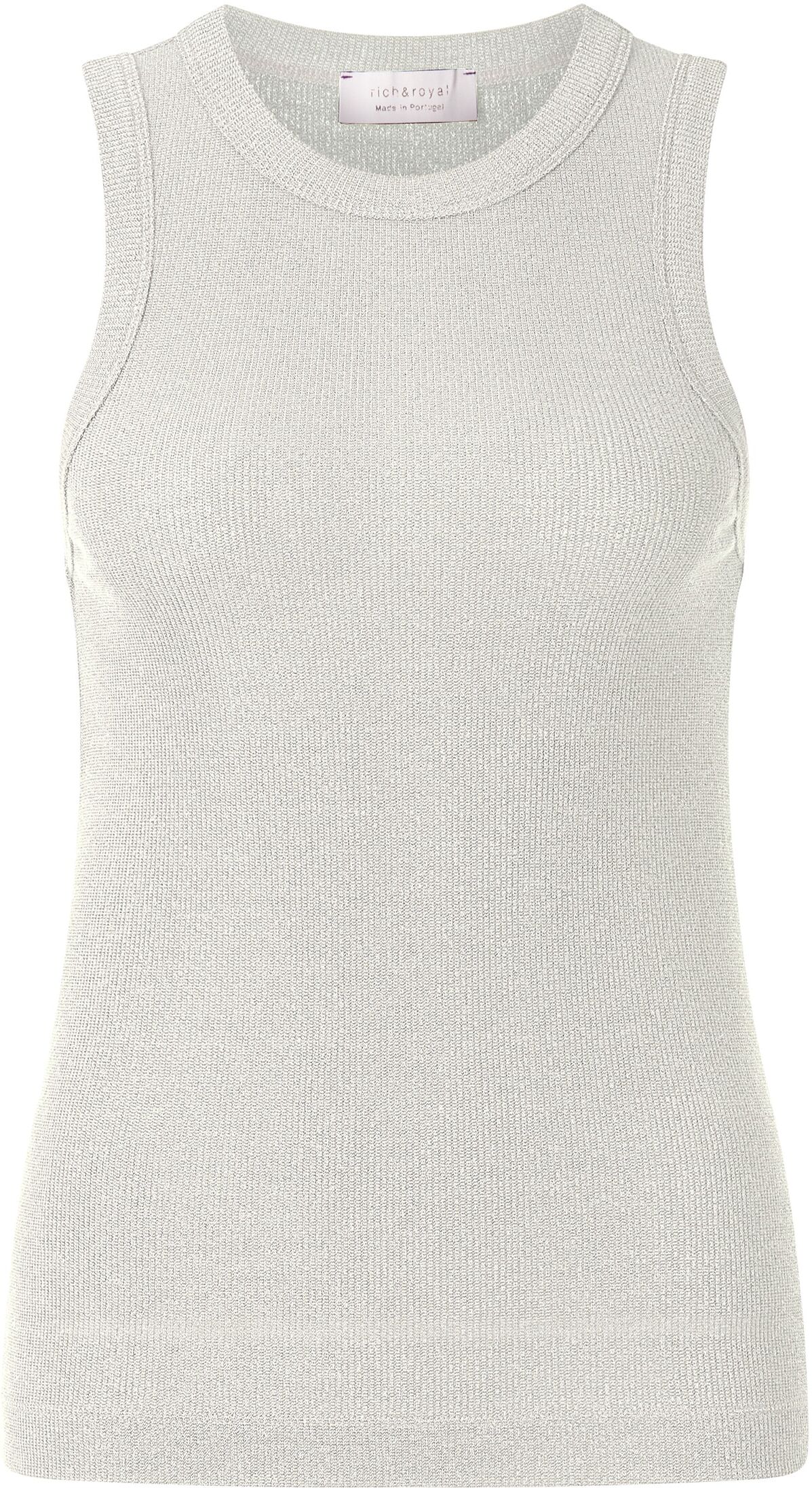 Tanktop RICHROYAL "NOS EV R Top", Damen, Gr. XS, weiß (pearl weiß), Jersey, Obermaterial: 70% Viskose, 15% metallisierte Fasern, 13% Polyamid, 2% Elasthan, Rundhals, Tops Tanktop, mit metallischen Fasern