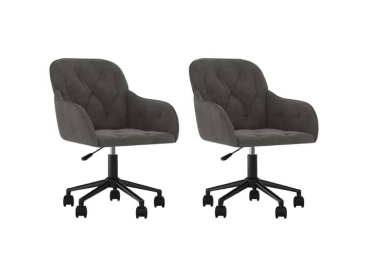 LMTYOENFG 2er Set Esszimmerstühle Samt Drehbar Verstellbar Dunkelgrau Ergonomische Polsterstühle mit leichtgängigen Rollen und dicker Schaumstoffpolsterung für Wohnzimmer oder Arbeitszimmer.