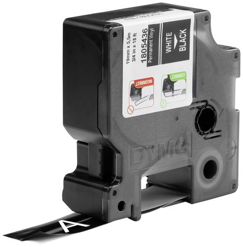 DYMO IND RHINO 1805436 Vinyl Bandfarbe: Schwarz Schriftfarbe:Weiß 19mm 5.5m