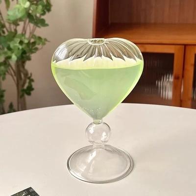 Uplifted Finds Ins Heart Shape Glass Mug High Performance 220ml Juice & Cocktail Tumbler striped
