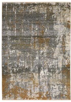 Style Haven Hendrix Distressed Etchings Abstract Grey/ Gold Fringe Edge Area Rug