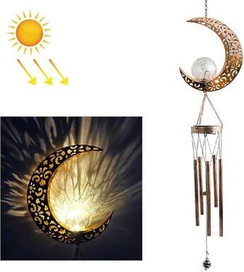 United Solar Wind Chime Lamp Outdoor Decorative Outdoor Solar Hanging Light With LED Illumination & Weather Resistant Design moon